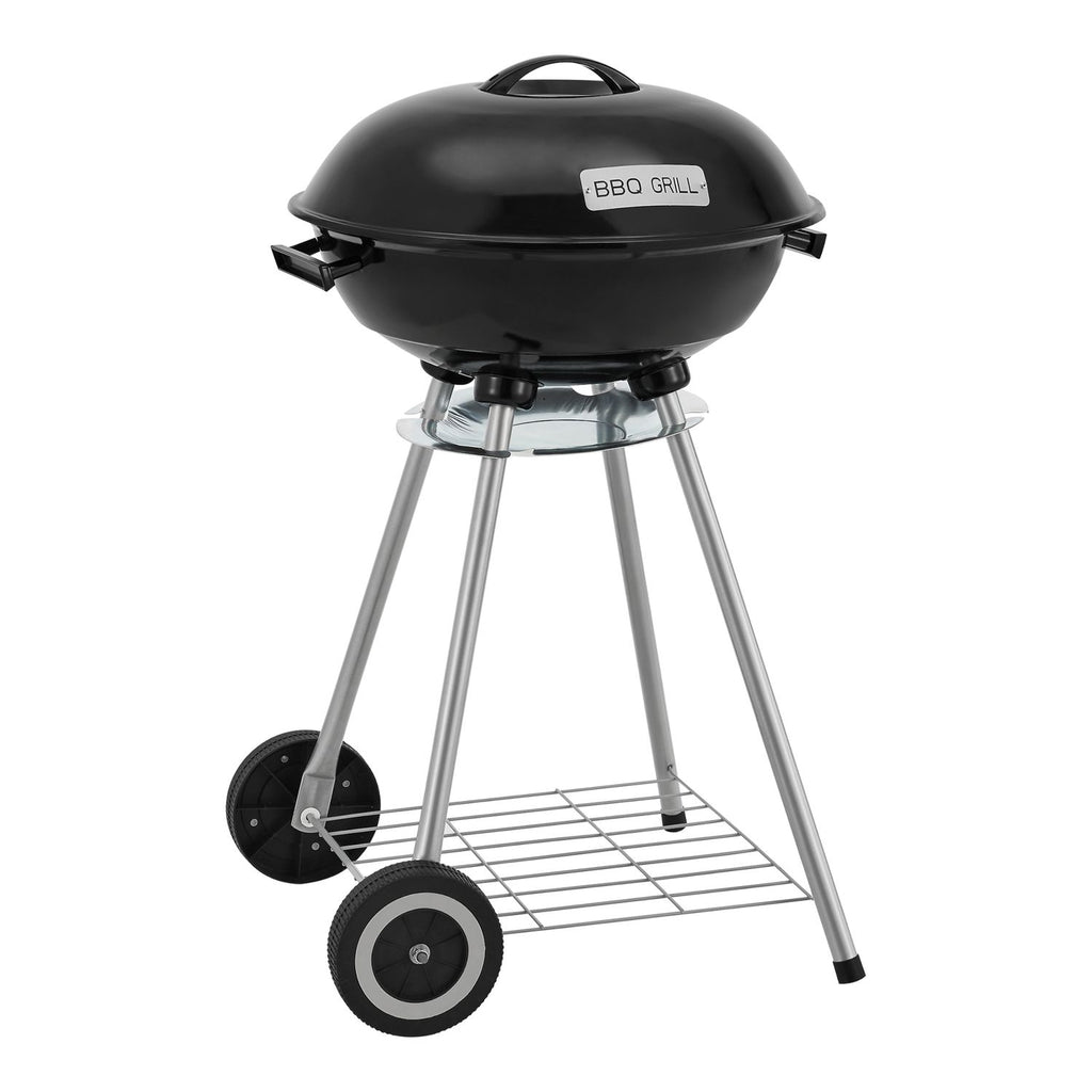 Barbacoa Redonda De Carbón Apricena Con Tapa 80x49x47cm - Negro [casa.pro]