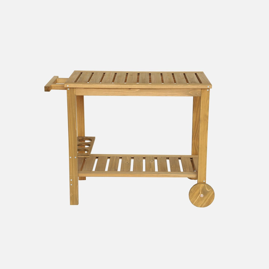 Aparador De Barbacoa De Madera Con Ruedas, Madera