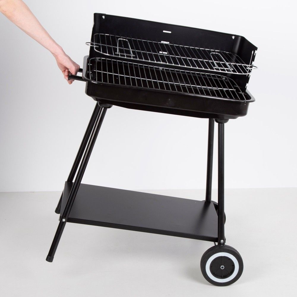 Barbacoa Portátil De Acero 55x43x82 Cm - Aktive. Negro