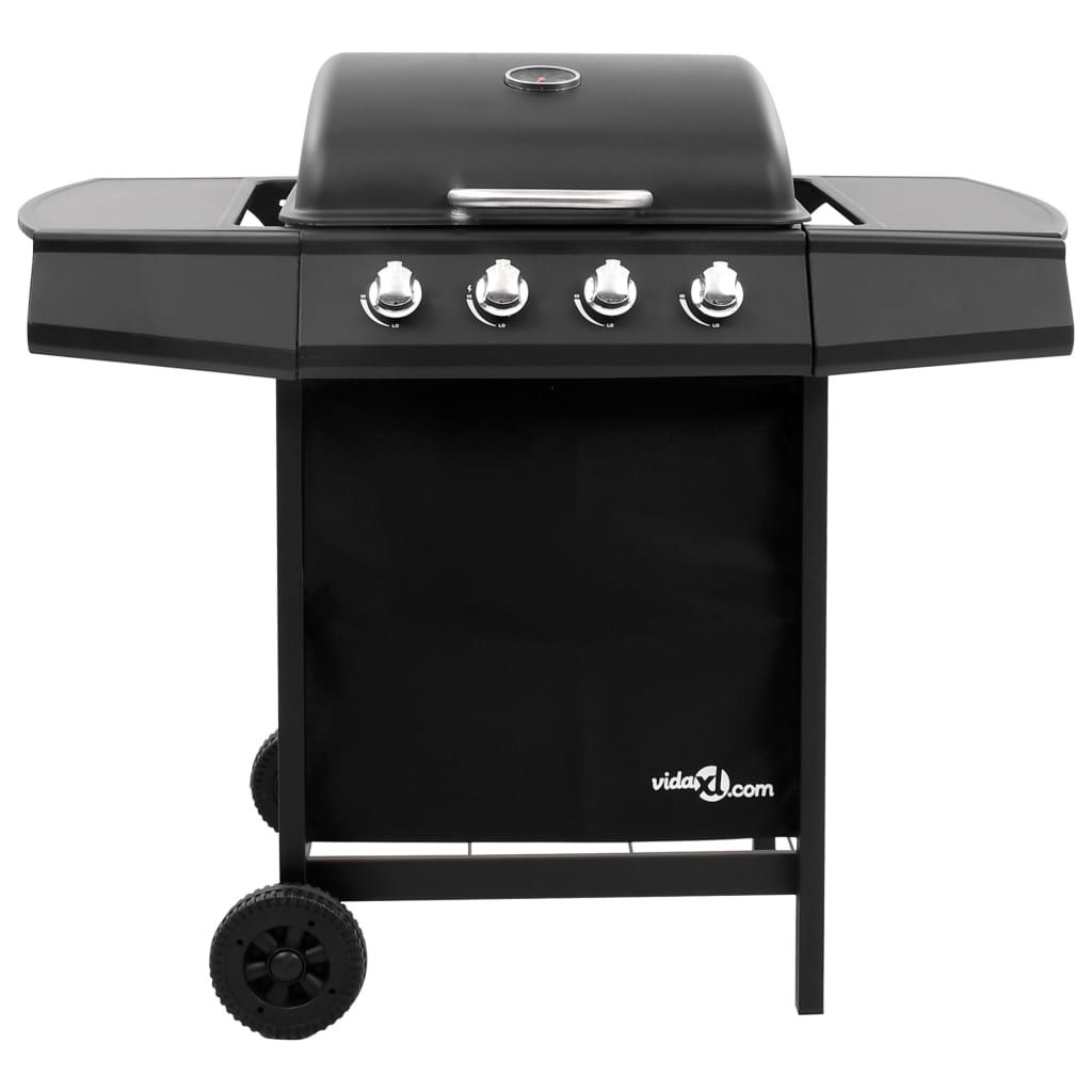 Barbacoa De Gas Con 4 Fogones Negra Vidaxl
