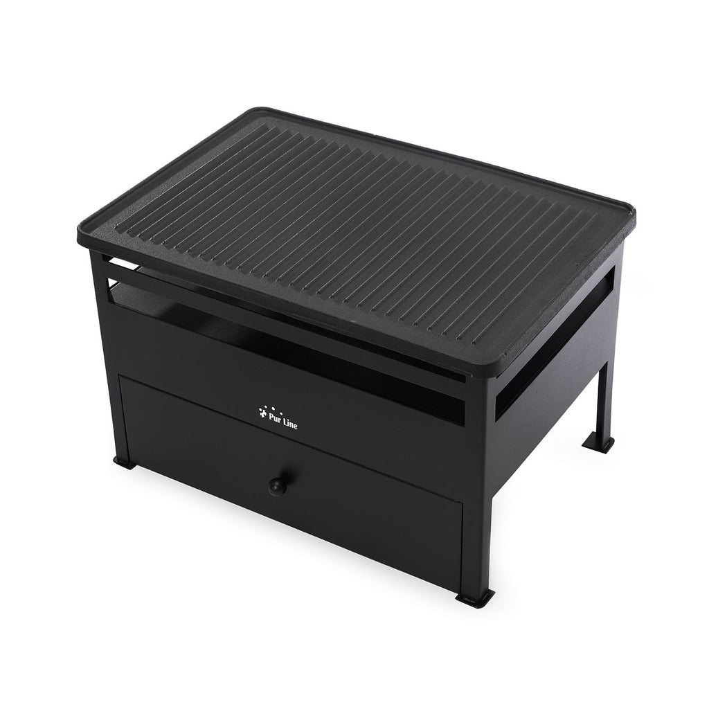 Barbacoa De Etanol 1.5l Acero Rojo Y Plancha Rectangular De Hierro