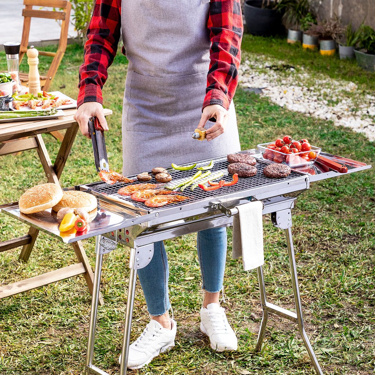 Barbacoa Plegable De Acero Inoxidable Para Carbón Innovagoods Acero Inoxidable Acero