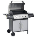 Barbacoa Grill De Gas 4+1 Quemadores Negra Y Plateada Vidaxl
