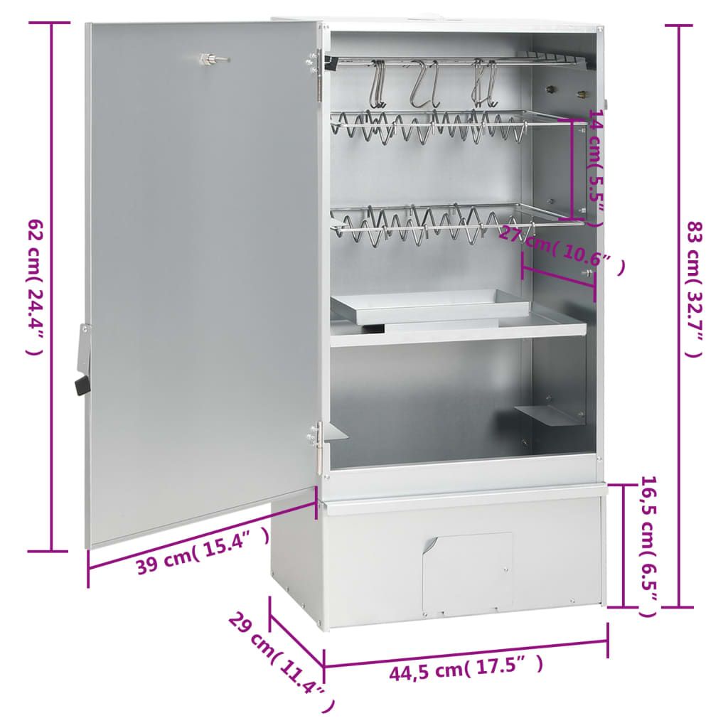 Horno Ahumador De Barbacoa Con Mesa Acero Galvanizado Vidaxl